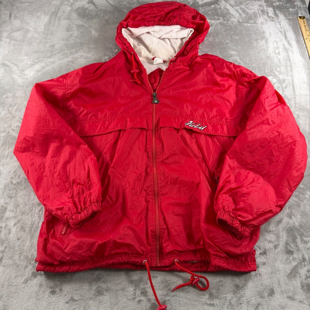 Vintage FUBU The Collection Windbreaker Jacket Red Hooded Full Zip Mens XL USA